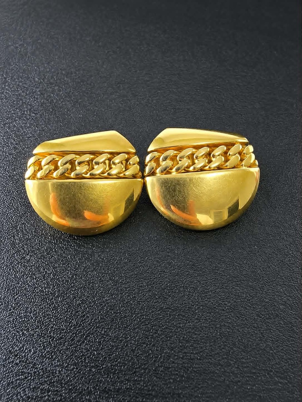 Vintage Monet gold tone chain link dome statement post earrings